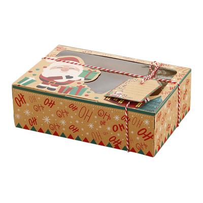 China Brown Human Folding Gingerbread Cookie Gift Box Xmas Paper Box Window Christmas Gingerbread Cookie Box Christmas Deoration for sale