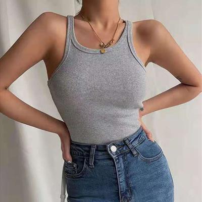 China 2021 New Breathable Fitness Wear Women Vest Single Ribbed Crop Top Black Girls Dance Crop Tops Sport Gym Yoga Tank Top for sale