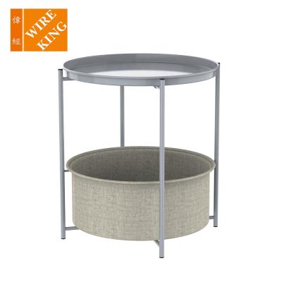 China (Size) Storage Adjustable Round End Table with Heather Gray Fabric for sale