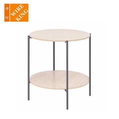 China (Size) Modern Adjustable Wood and Metal Side Table, Small Round Coffee Tea End Table for Living Room, Bedroom and Balcony for sale