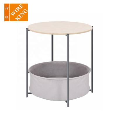 China (Size) 2layer round sofa side coffee table metal frame adjustable waterproof foldable wood end table with strong practicability around movable tray for sale