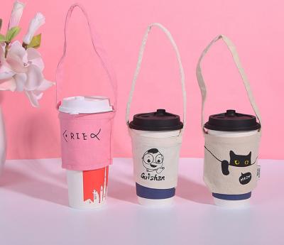 China Recyclable Portable Cup Carrier Sleeve Bag Drinks Hand Insulation Cotton Cup Sleeve for sale