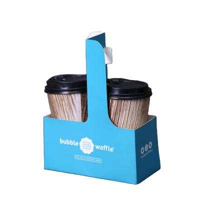 China Recyclable Coffee Milk Tea Juice Beverage Cup Carrier 2 Cup Takeout Packaging 2 Cup Holders for sale