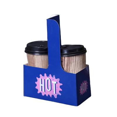 China Recyclable Disposable Coffee Cup Holder Takeaway Packaging Packaging Carrier Corrugated Hand Held Cup Holders for sale