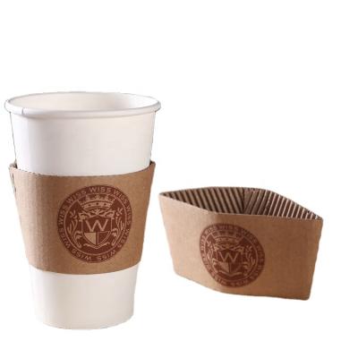 China Recycled Materials Custom Logo Printing Kraft Paper Coffee Cup Sleeve For Hot Drink for sale