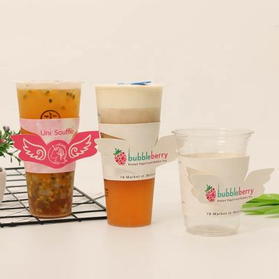 China Recycled materials custom cup sleeve butterfly cup sleeve, custom bubble tea cups boba cup sleeve, wings cup sleeve for sale