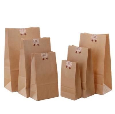 China Recycled Materials Bags Tek Brown Kraft Paper Bread Bag Cookies Food Paper Bags Packaging for sale