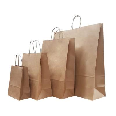 China Recyclable Brown Kraft Paper Shopping Bag Retail Bags Assorted Size Gift Bags With Custom Logo for sale