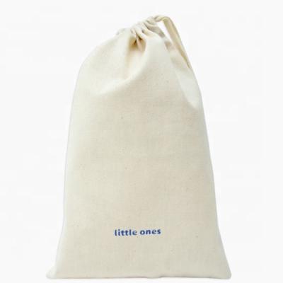 China Recyclable Custom Print Cotton Drawstring Bag Washable Simple White Clothes Laundry Bags for sale