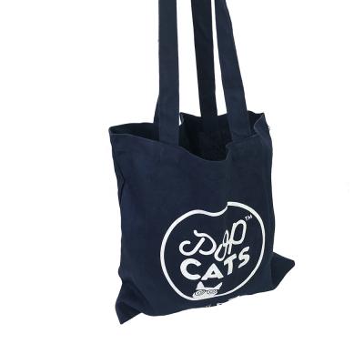 China Recyclable Black Cotton Tote Bag Custom Logo Printed Thick Canvas Shopping Bag for sale