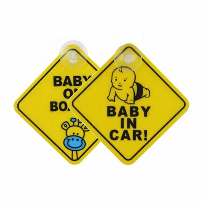 China Removable Reusable Windshield Stickers BABY ON BOARD PVC Caution Car Warning Sign Customized for sale