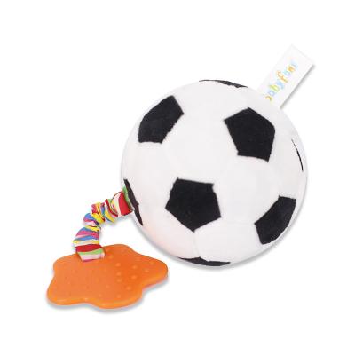 China babyfans new design STUFFED soft little football baby toys rattle balls with teether for sale