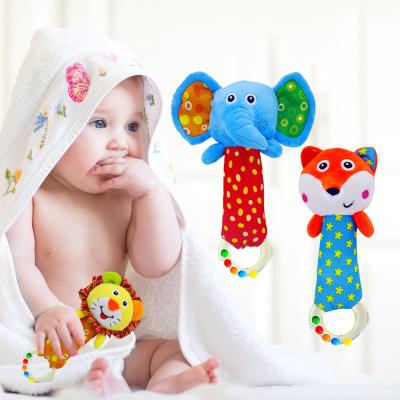 China 2021 soft toy babyfans baby toys gifts baby rattles teether and shakers plush elephant hand bell soft toy for sale