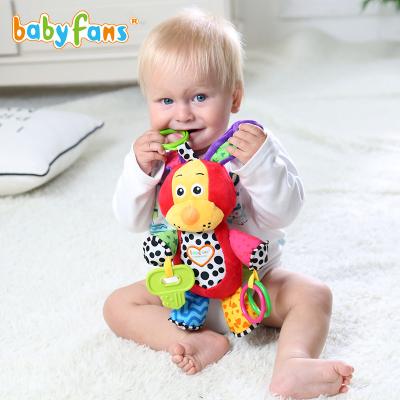 China 100% Polyester Baby Music Puppy Stroller Toys Hanging Plush Animal Rattle for sale