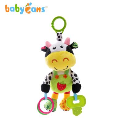 China Hot Selling Plush Cow Stuffed Plush Toy Baby Soft Musical Hanging Toys for sale