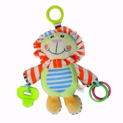 China Lion Cartoon Shaped Stuffed Eco-friendly Material Cute Activity Baby Fans Hanging Rattle Toys for sale