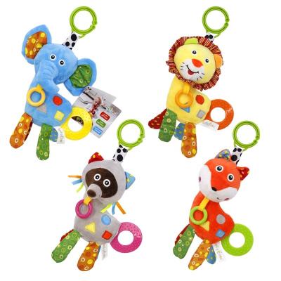 China 2021 new design cute plush babyfans baby toys animal shape with teether rattle hanging toys for sale