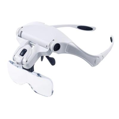 China Magnifier Plastic Hands Free LED Glasses Magnifier With 5lens for sale