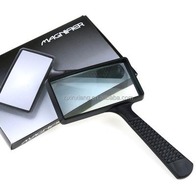 China New Large Plastic Handle Hand Held Rectangular 3X Magnifying Glass For Reading for sale