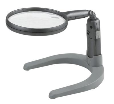 China Double Lens Plastic Foldable Table Free Standing Hand Illuminated Magnifier for sale