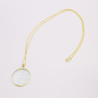 China Silver Plated Metal Frame Gold Chain Necklace Pendant Magnifier For Women Jewelry for sale