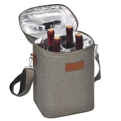 China Custom Made High Quality Single Shoulder Wine Cooler Waterproof Bag Wholesale Red Wine Tote Cooler Bag 4 Bottles for sale