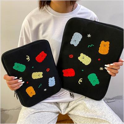 China Fashion Custom High Quality Embroidery Cartoon Pattern Laptop Sleeve Plush Laptop Bag Wholesale for sale