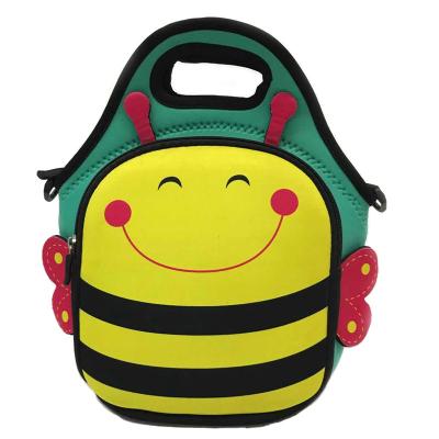 China Custom Reusable Kids Neoprene Lunch Bag Newest Design Kids Neoprene Waterproof Cute Animal Lunch Bag for sale