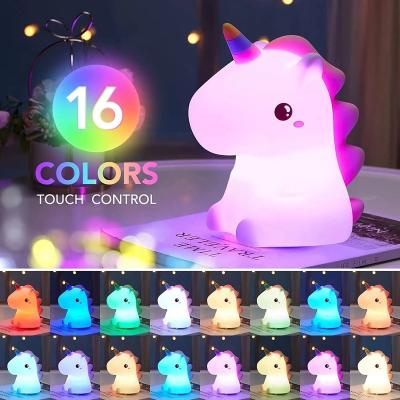 China Postmodern Soft Beside Baby Night Light USB Portable Sound Machine Sensor Baby Night Light Unicorn Silicone Night Light Kids Lamp for sale