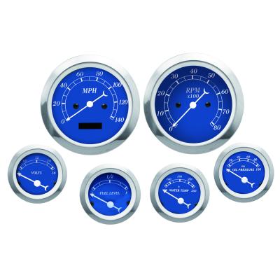 China Classic Series Classic Blue Face 52mm White Design 85mm Needle Gauge Kit 6 Meters Contain Electric Tachometer Tachometer Water Temperature Volt for sale