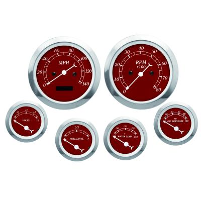 China Classic Design 85mm Series White Classic Red Face Needle Gauge Kit 52mm 6 Meters Contain Electric Tachometer Tachometer Water Temperature Volt for sale