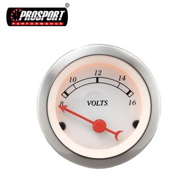 China 52mm Series 12V Electric Classic Red Needle White Face Car Prosport Gauge 12 Volt Gauge 52mm for sale