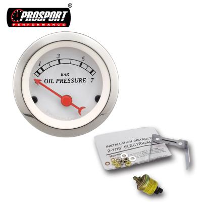 China 52mm Series Classic Red Needle Face Plate 12V Bar PSI White CAR Easy To Install Best Aftermarket Oil Pressure Gauge 52mm for sale