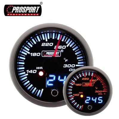 China Digital LED Display Oil Temperature Gauge 52mm White And Amber PROSPORT Auto Car Oil Temperature Gauge With Warning for sale