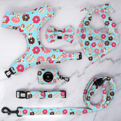 China Polyester DETACHED Adjustable Latest Desirable Pet Lovely Dog Harness Bow Tie And Leash Set for sale