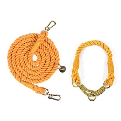 China Reflective Wholesale Custom Braided Cotton Ombre Dog Rope Strong Durable Dog Leash For Pets for sale