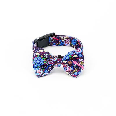 China Personalized Custom Pattern Dog Collar Webbing Bow Tie Dog Collar Nylon Dog Collar for sale