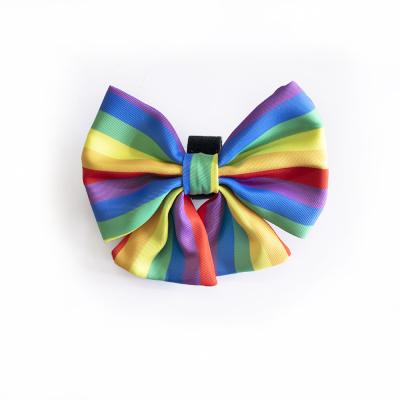 China New Fashion Rainbow Print Sailor Bow Collar Bow Tie Stocked Luxury Dog Accessories Wholesale Dog Accessories for sale