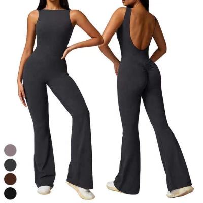 China QUICK DRY Custom Casual U Back Yoga Clothing Quick Dry Scrunch Butt Sports Bodysuit One Pcs Gym Fitness Jumpsuits Yoga Jumpsuit For Women for sale