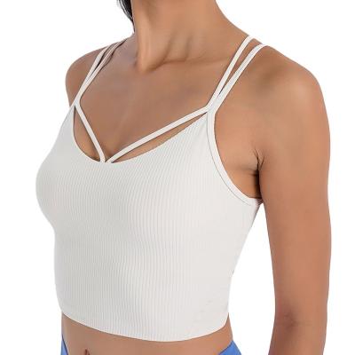 China Breathable Wholesale High Quality Ladies Crop Tank Top Basic Knitted O-Neck Basic Solid Sporty Fitness Tops with Custom Logo For Women for sale