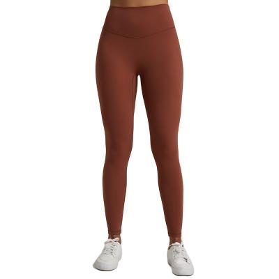 China Anti-wrinkle More Than 21 Colors No Camel Toe Deep V Cut Back Design Nylon Spandex High Waist Fitness Yoga Pants Women Sport Tights Leggings for sale