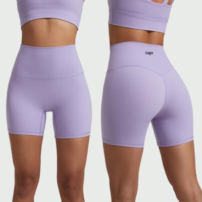 China Anti-wrinkle Custom High Waisted Nylon Spandex Hip Lift Yoga Pants Shorts Sports Wear Active Wear Fitness Gym Running Women Sport Shorts for sale