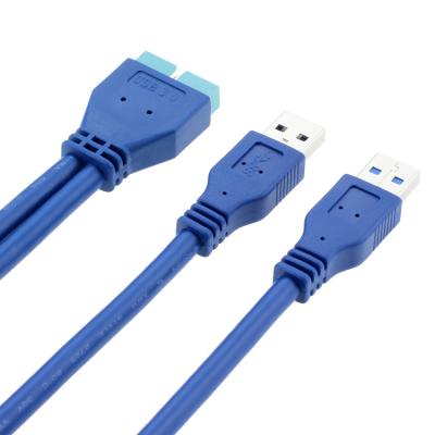 China Device Charging 2 Left USB 3.0 Male To 20 Pin Header Cable Adapter For Motherboard for sale