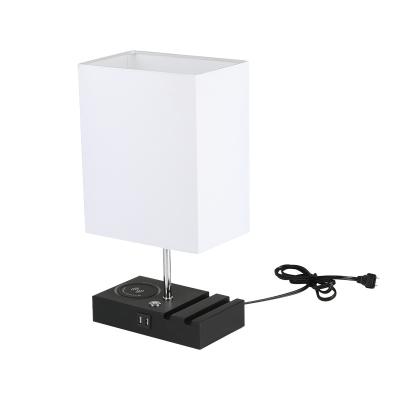 China Contemporary LED Bedside Lamp with USB Port and Wireless Charger, 3 Way Dimmable Hotel Touch Control Table Lamp for Bedroom Reading Room for sale