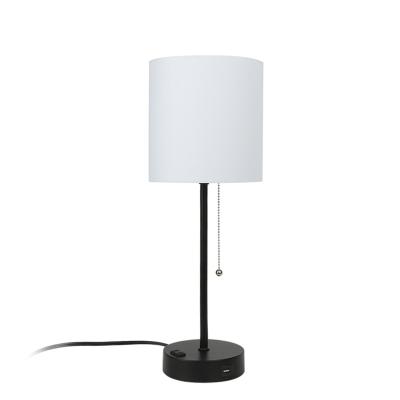 China Usb Table Fill Lamps with USB Port, Bedside Table Lamps for Bedroom, 3 Color Fashion Nightstand Pull Chain with Cloth Shape Desk Light for sale