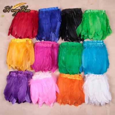 China Natural goose feather 2 bag yards/1 mix color goose feather trims and fringe feather dress for sale