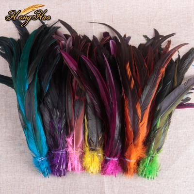 China Colorful 30-35cm Material Natural Rooster Feathers Plumas De Colores Rooster Tail Feathers Decoration Feather For Decorative Crafts for sale