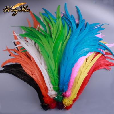 China Hot Sale 40-45cm Natural Rooster Feathers Decorations For Crafts Carnival Tail Feather Cloth Costume Colorful Feather Fethers for sale