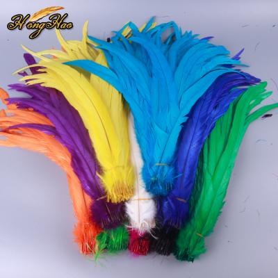 China Wholesale Natural Rooster Feathers 35-40cm Decoration Feather Material For Crafts Carnival Colorful Rooster Tail Feather Cloth Synthetic Costume for sale