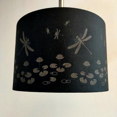 China Blue drum shade with lotus flower laser cut Te koop